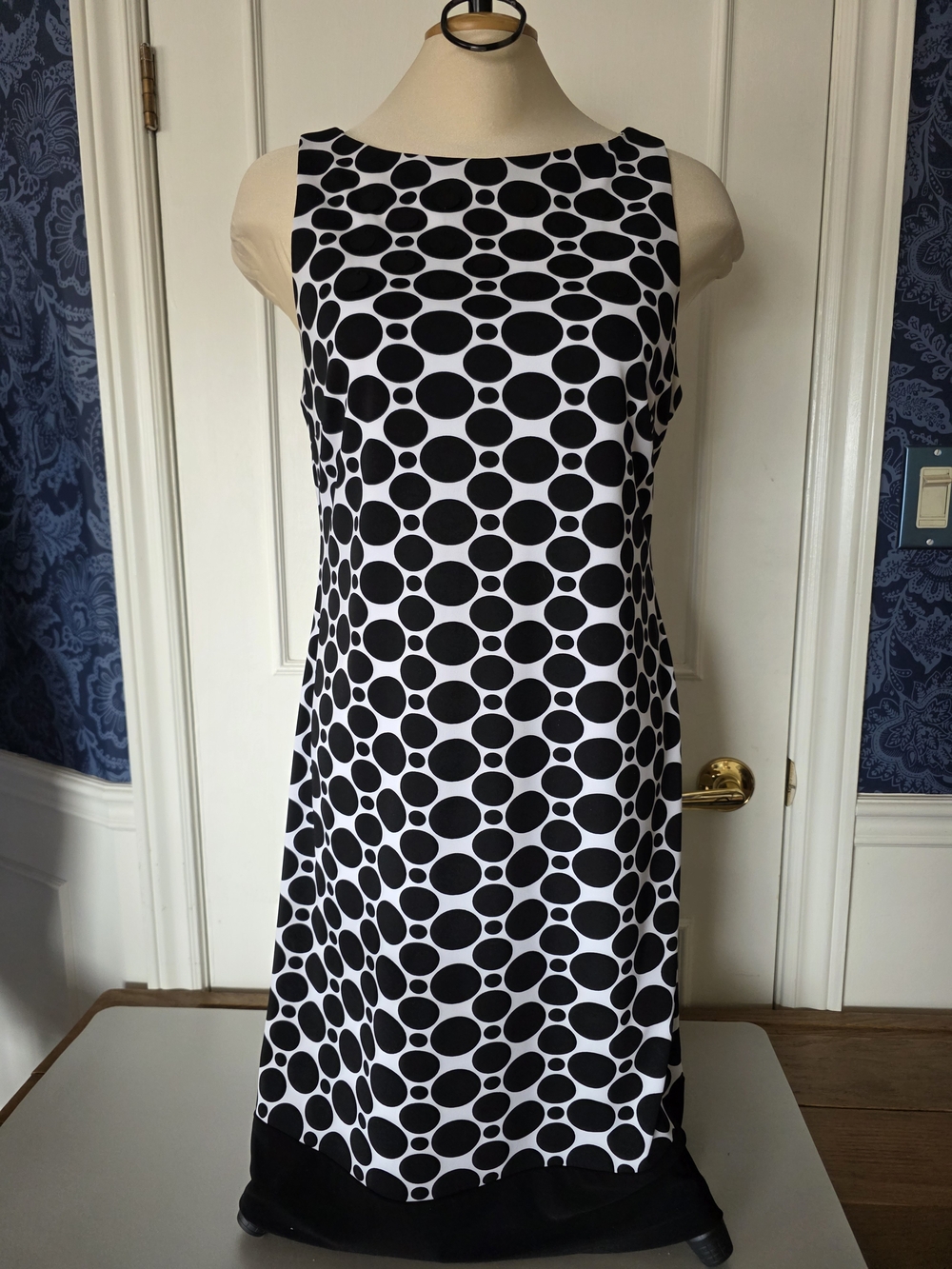 Joseph Ribkoff Black and White Graphic Polka Dot Skirt